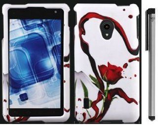 White Red Rose Hard Cover Case with ApexGears Stylus Pen for LG Lucid 2 VS870 by ApexGears: Cell Phones & Accessories
