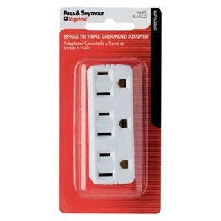 Pass & Seymour 697WBPCC5 Triple Grounding Adapter, White   Electrical Multi Outlets  