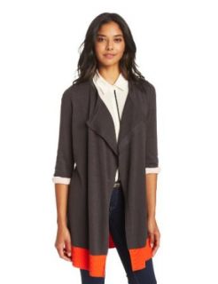Evolution by Cyrus Women's Long Sleeve Drape Front Color Block Cardigan with Belt, All Night/Turquoise, Small at  Womens Clothing store