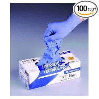 Ansell TNT Blue 92 675 Disposable Nitrile Gloves, 5 mil Powder Free, Medium (Pack of 100)