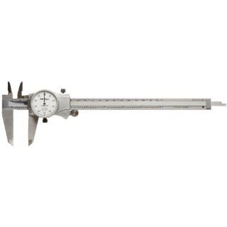 Mitutoyo 505 676 Dial Calipers, Inch, White Face, for Inside, Outside, Depth and Step Measurements, Stainless Steel, 0" 8" Range, +/ 0.002" Accuracy, 0.001" Resolution, 50mm Jaw Depth: Industrial & Scientific