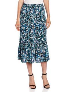 Sag Harbor Women's Petite Print Crepon Skirt, Indigo, Small at  Women�s Clothing store