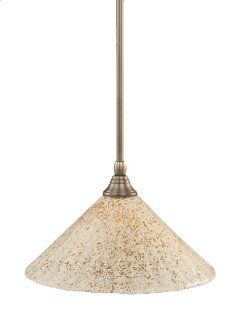 Toltec Lighting 23 BN 702 Stem Mini Pendant Light Brushed Nickel Finish with Gold Ice Glass, 12 Inch   Ceiling Pendant Fixtures  