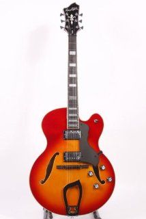 Hagstrom Jazz Model HJ 500 Semi Hollow Electric Guitar Cherry Sunburst 886830684906 Musical Instruments