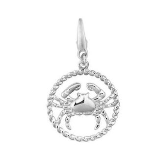 EZ Charms Sterling Silver Rope Border Open Circle Zodiac Cancer Symbol