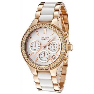 DKNY Ceramic Link Rose Gold plated Ladies Watch NY8183: DKNY: Watches
