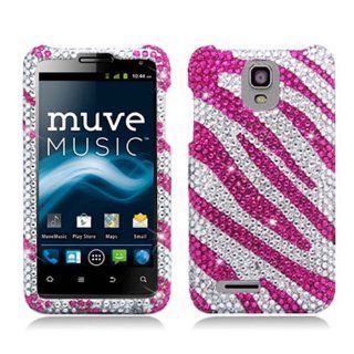 Aimo ZTEN8000PCLDI686 Dazzling Diamond Bling Case for ZTE Engage LT N8000   Retail Packaging   Zebra Hot Pink/White: Cell Phones & Accessories