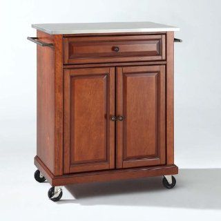 Crosley Furniture Stainless Steel Top Portable Kitchen Cart/Island in Classic Cherry Finish: Home & Kitchen
