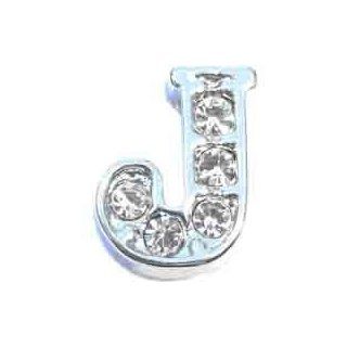 Fancy Letter J Floating Locket Charm: Jewelry