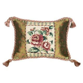 123 Creations Rose 100% Wool Petit   Point Pillow with Fabric Trimmed