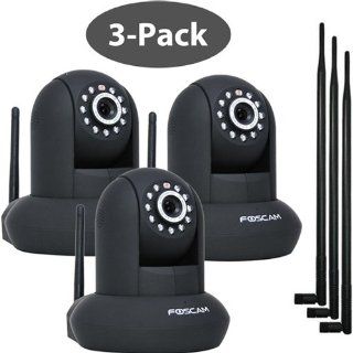 3 pack Foscam FI8910W Black Wireless/Wired Pan & Tilt IP/Network Camera with 9dbi Antennas : Spy Cameras : Camera & Photo
