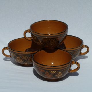 Le Souk Ceramique Honey Design 14 oz. Latte and Soup Mug (Set of 4)