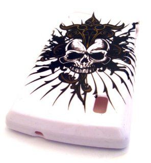 MetroPCS LG MS695 Optimus M+ White Skull Spears Gloss Design Accessory Case Skin Cover HARD Glossy 3D: Cell Phones & Accessories
