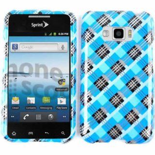 For LG Optimus Elite M+ LS696 Case Cover   Blue Black Plaid TP1456 S Cell Phones & Accessories