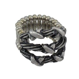 Silvertone Barbed Wire Stretch Ring: Jewelry