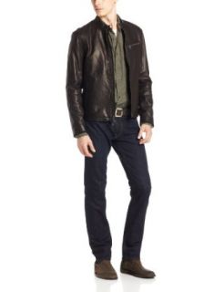 John Varvatos Star USA Men's Moto Jacket withCanvas Trim Jacket at  Mens Clothing store