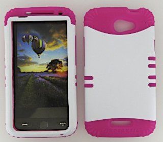 HTC ONE X S720E NON SLIP WHITE HEAVY DUTY CASE + HOT PINK GEL SKIN SNAP ON PROTECTOR ACCESSORY Cell Phones & Accessories