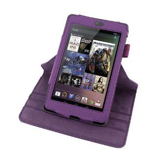 Evecase Google Nexus 7 360 Degree Rotating Folio Leather Cover Case with Built in Stand   Purple for ASUS Google Nexus 7 7" Android 4.1 8GB 16GB Tablet: Computers & Accessories