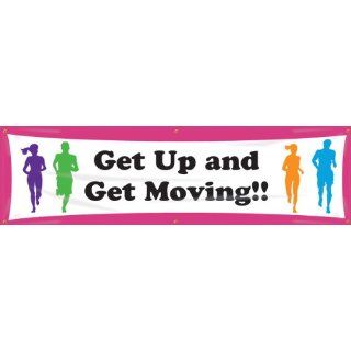 Accuform Signs MBR722 WorkHealthy Reinforced Vinyl Banner "Get Up and Get Moving" with Metal Grommets, 28" Width x 8' Length Industrial Warning Signs