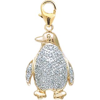 EZ Charms 14K 1.4 Grams Yellow Gold Diamond Penguin Charm