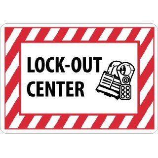 NMC M706R Lockout Tagout Center, Rigid Polystyrene Plastic, 7" Height, 10" Length, Red/Black on White: Industrial Warning Signs: Industrial & Scientific