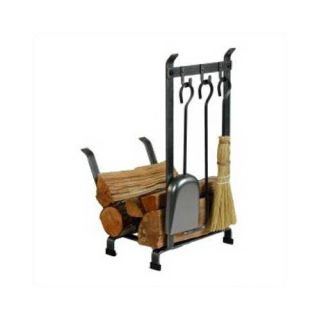 Country Home 3 Piece Steel Fireplace Tool Set with Log Rack