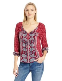 Lucky Brand Women's Kat Mixed Print Top, Red Multi, X Small at  Womens Clothing store