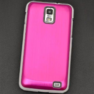 Samsung Galaxy S2 Skyrocket i727 AT&T Pink Brush Scratch Resistance Anodized Coating Aluminum with Modern Reflection design Clip on Protector Case + TransmobileUSA Premium Screen Film Protector: Cell Phones & Accessories