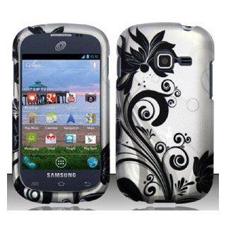 Samsung Galaxy Discover S730G / Galaxy Centura S738C (StraightTalk/Net 10/Tracfone) Black/Silver Vines Design Snap On Hard Case Protector Cover + Free Neck Strap + Free Mini Stylus Pen: Cell Phones & Accessories
