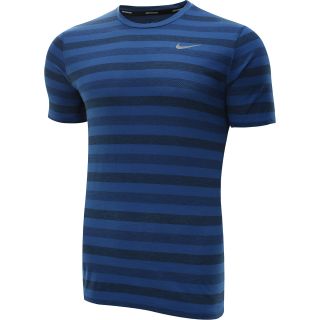 NIKE Mens Dri FIT Touch Tailwind Striped Short Sleeve Running T Shirt   Size: