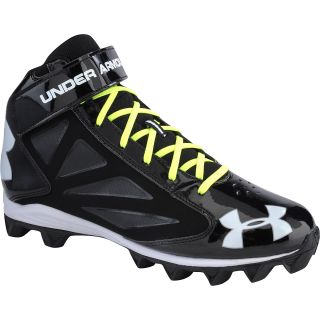 UNDER ARMOUR Mens Crusher Mid Football Cleats   Size 9.5, Black/black