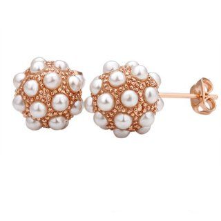 Ball Earring 18K gold plated earring Fashion jewelry nickel free plating platinum Rhinestone Rose gold: Stud Earrings: Jewelry