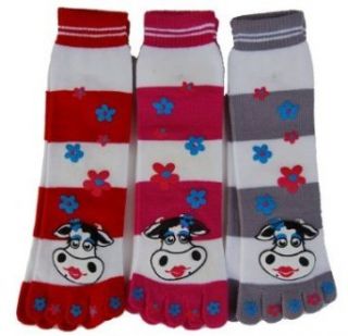Gravity Funky Cow Flowers Stripes Toe Socks (One Size Fits Most)   3 Pack at  Womens Clothing store