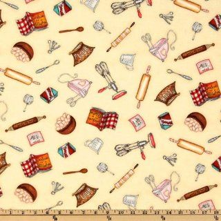 44'' Wide Desserts Cooking Tools Cream Fabric By The Yard