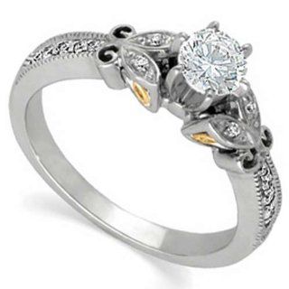 Two Tone Trendy Diamond Engagement Ring (Center stone is not included) Jewelry