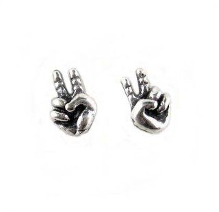 Sterling Silver "Peace Out" Post Earrings: Jewelry