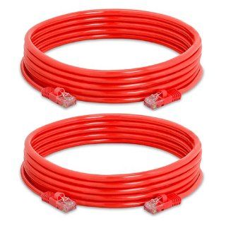 Cat5e Ethernet Cable   15 ft Red   Gold Plated Contacts Male to Male Patch Cord (2 Pack): Computers & Accessories