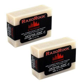 RazoRock Coconut Artisan Bar Soap 100g   2 Pack: Health & Personal Care