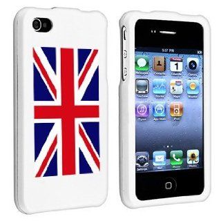 Apple iPhone 4 4S White Rubber Hard Case Snap on 2 piece United Kingdom British Flag: Cell Phones & Accessories