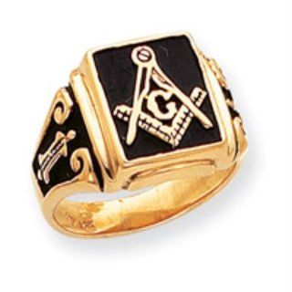 14k Gold Men's Enameled Masonic Ring: Jewelry