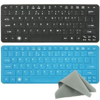LeenCore 2 Pack Colorful Ultra Thin Silicone Keyboard Protector Skin Cover for Acer Aspire Ultrabook S3 series S5 series 756 series 725 series US Layout (Black+Blue) + 1x Microfiber Cleaning Cloth from LeenCore: Computers & Accessories