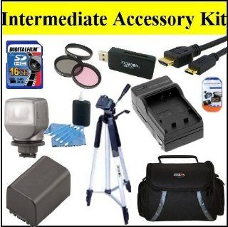 Intermediate Accessory Kit For Vixia HFM50 HFM500 HFM52 HFR30 HFR32 Camcorder   Includes Filter Kit + 16GB SD Memory Card + Replacement BP 727 Battery + Battery Charger + Video Light + Deluxe Case + 57" Tripod + Mini HDMI Cable & Much More!! : Dig