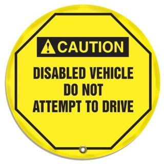 Accuform Signs KDD728 Vinyl Steering Wheel Message Cover, Legend "Caution, DISABLED VEHICLE DO NOT ATTEMPT TO DRIVE (ANSI)", 20" Diameter, Black on Yellow: Industrial Warning Signs: Industrial & Scientific