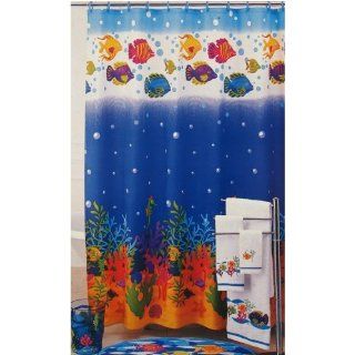 Multicolored Sealife Fabric Shower Curtain  