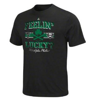 MLB Majestic Philadelphia Phillies Irish Catch Feelin' Lucky T Shirt   Black (Small) : Baseball Equipment : Sports & Outdoors