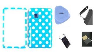 5 in 1 Combo for Lg 840G   Light Blue Polka Dot Design Rubberized Snap on Hard Skin Faceplate Cover Case + Ooki Screen Protector+ Ooki Stylus Pen + Ooki Case Opener + Microfiber Pouch Bag Cell Phones & Accessories