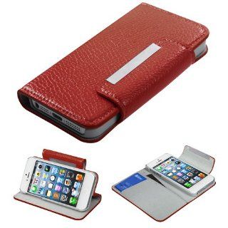 Fits Apple iPhone 5 Hard Plastic Snap on Cover Red Premium Book Style MyJacket Wallet (with card slot) (733) AT&T, Cricket, Sprint, Verizon (does NOT fit Apple iPhone or iPhone 3G/3GS or iPhone 4/4S): Cell Phones & Accessories