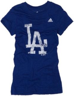 MLB Girls' Los Angeles Dodgers Short Sleeve Longer Length Burnout Tee, Royal, X Large : Sports Fan T Shirts : Clothing