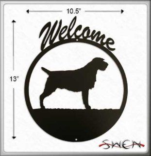 WIREHAIRED POINTING GRIFFON Black Metal Welcome Sign ~NEW~  Yard Signs  Patio, Lawn & Garden
