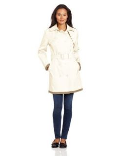 AK Anne Klein Women's Double Breasted Trench Coat, Ivory, Medium